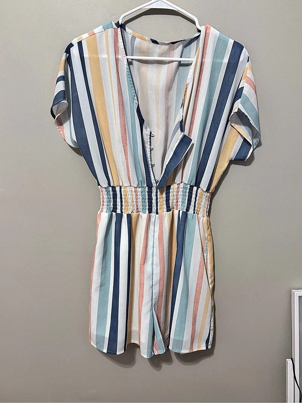 SHEIN Pastel Striped Romper – Size Large